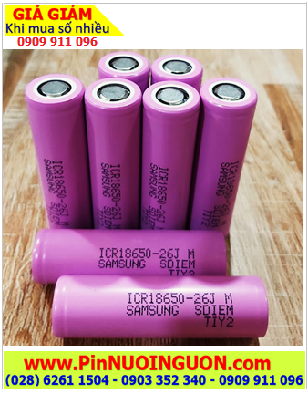 CELL pin BOX sạc dự phòng Pin sạc 18650 lithium 3.7v Samsung ICR18650-26JM (2600mAh) Dischagre 5.2A chính hãng 